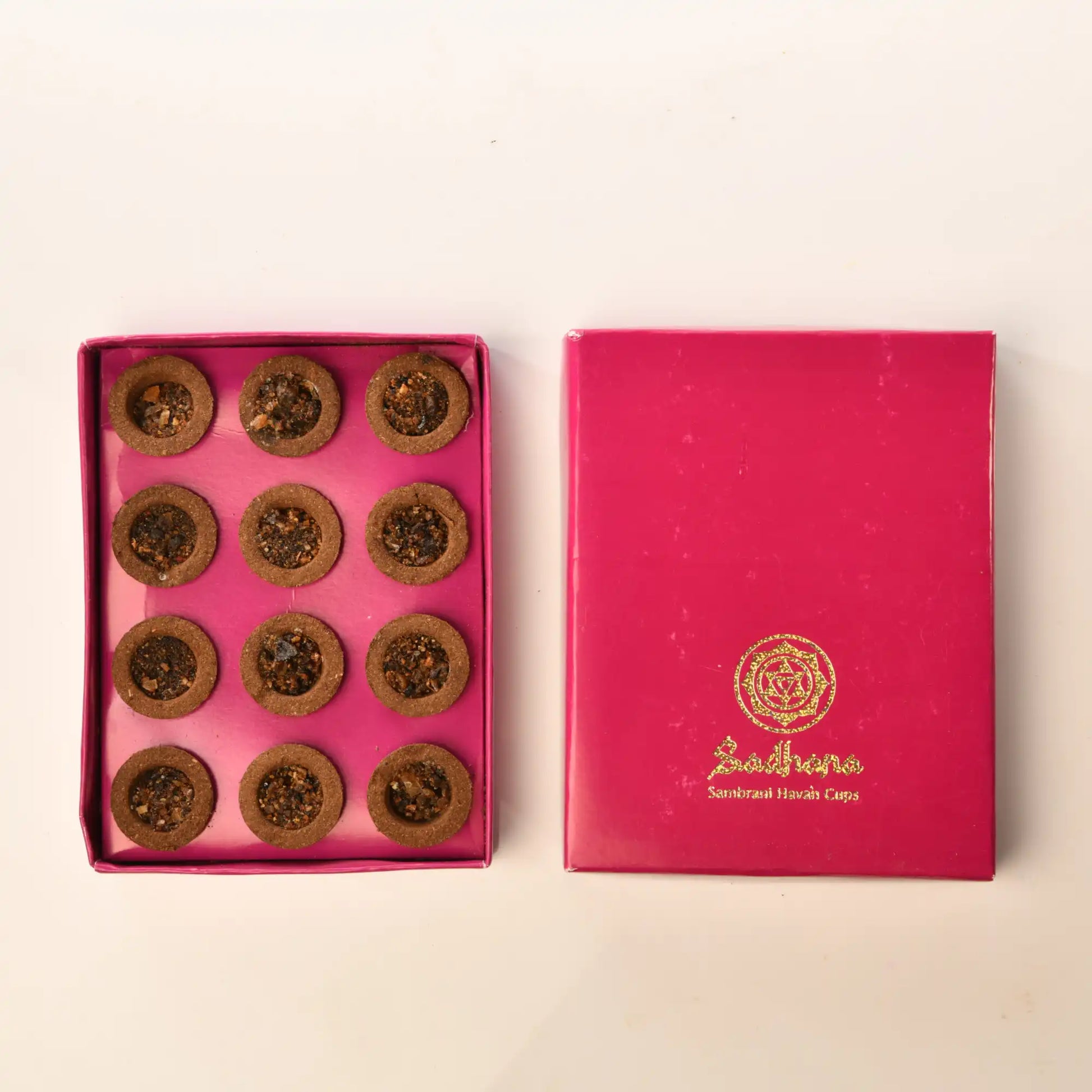 Sadhana Sambrani Hawan Cups packaging – 24 pcs eco-friendly pooja dhoop cups