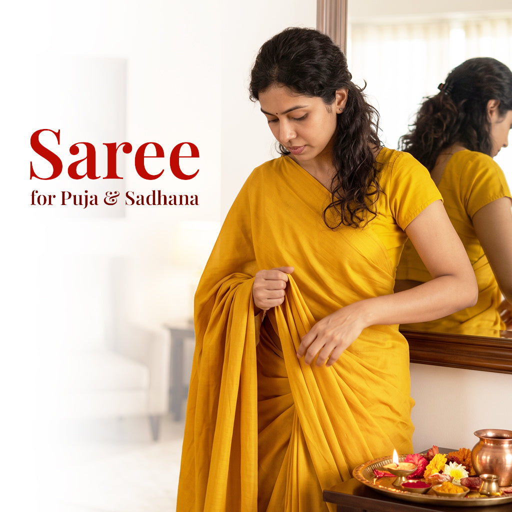 Yellow Cotton Sari For Yagya/ Sadhana