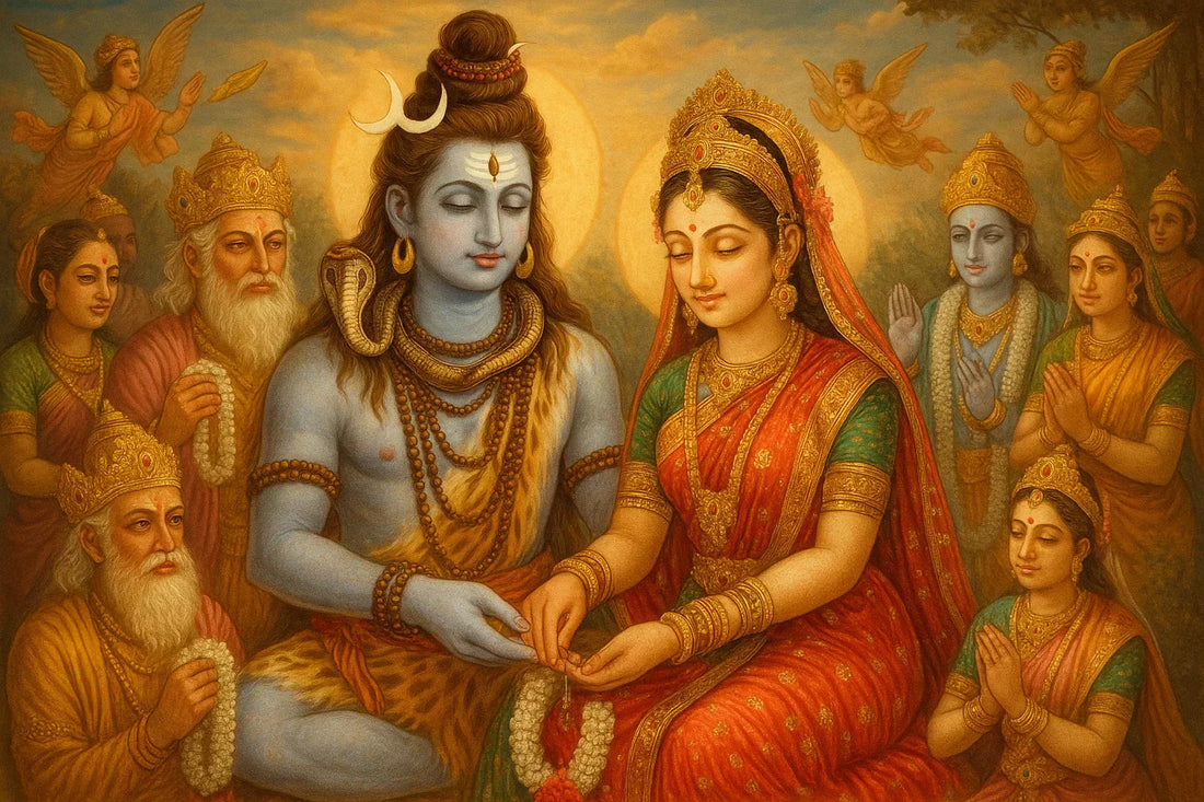 एक अनुपम विवाह—भगवान शिव और माँ पार्वती का दिव्य मिलन।