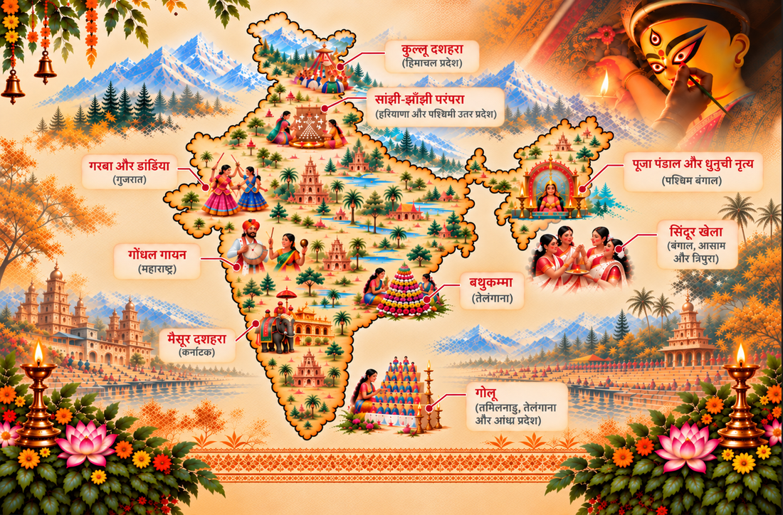 भारत में नवरात्रि का उत्सव : पर्व एक, परंपराएँ अनेक