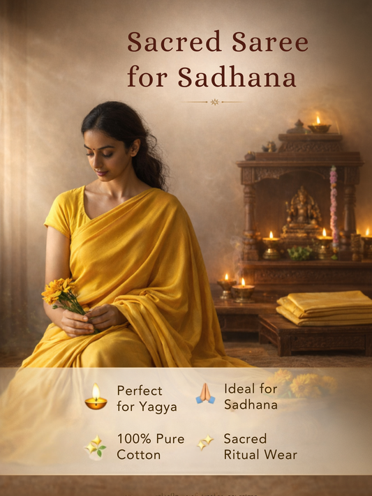 Yellow Cotton Sari For Yagya/ Sadhana