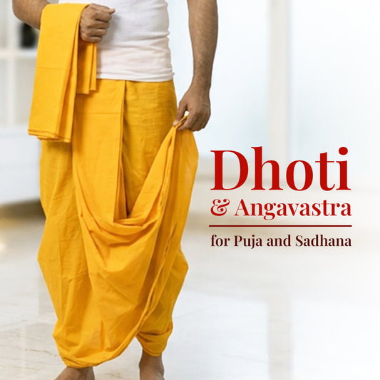 Yellow Men' Stitched Dhoti With Angavastram + 1 Asana Mat
