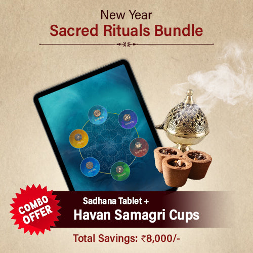 New Year Sacred Rituals Bundle: Sadhana Tablet + Havan Samagri Cups